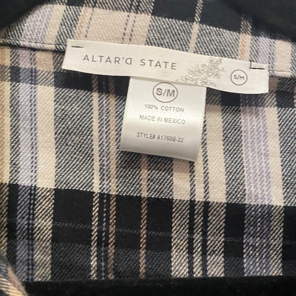 Altar'd State Plaid Button-Up Shirt - Black and Tan - Picture 2 of 3